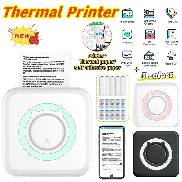 Question Paper Printer Portable Mini Thermal Printer Wirelessly BT 203dpi Photo Label Memo ...