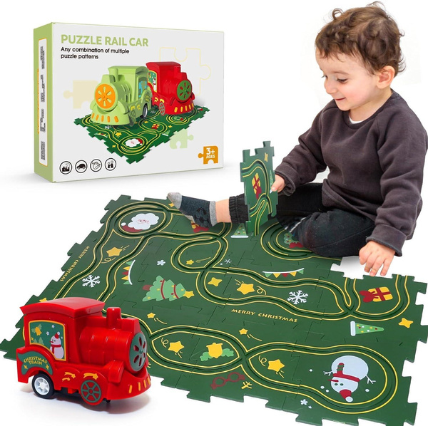 Puzzle Track Race Car Playset for Toddler Logical Road Builder