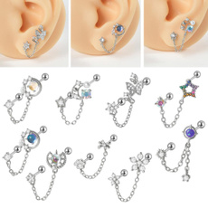 Steel, for women, doublepiercedchain, Fashion