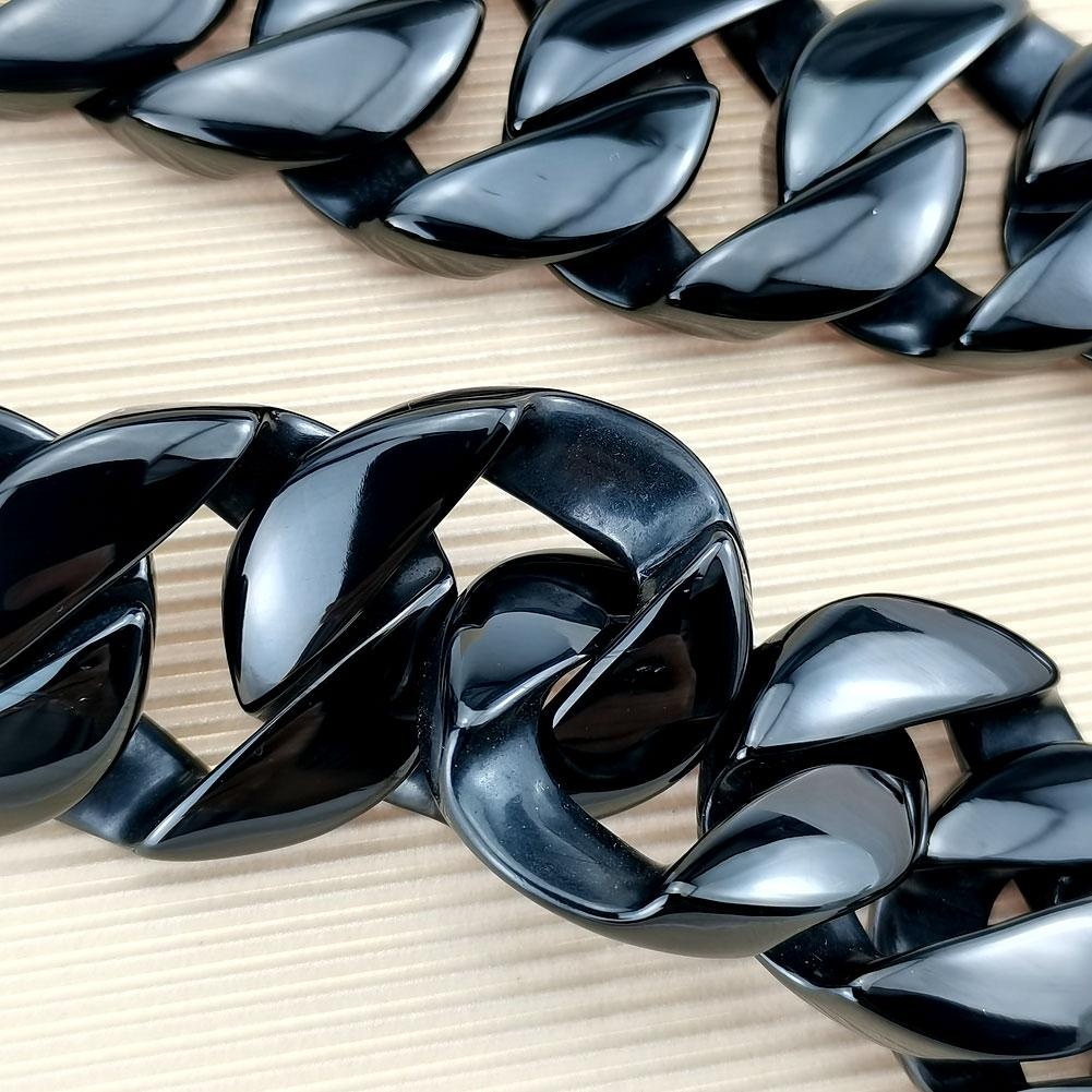 Black Vacuum Plating 316L Stainless Steel Width 32mm Very Heavy 40-55cm Big Necklace_senzul.com