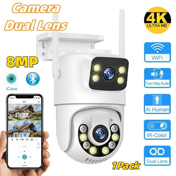 8MP PTZ WiFi IP Camera Dual Lens With Dual Screen Two-way Audio Auto ...