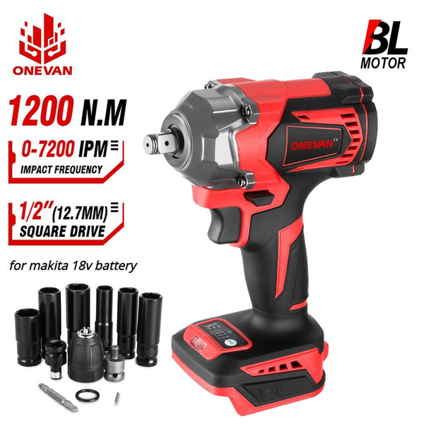 ONEVAN® 18V 1/2" Brushless Impact Wrench Drill Driver Car Repair Power