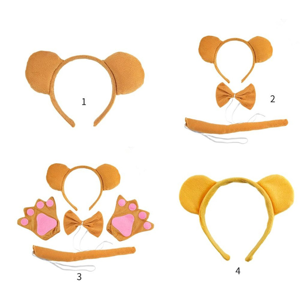 1/3/4 Bear Costumes for Girls Boys Cosplay Bear Ears Headband Tails Bow ...