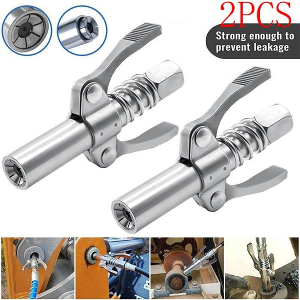 2 Pcs Grease Gun Coupler Quick Release Double Handles, 6-Jaw Locking ...