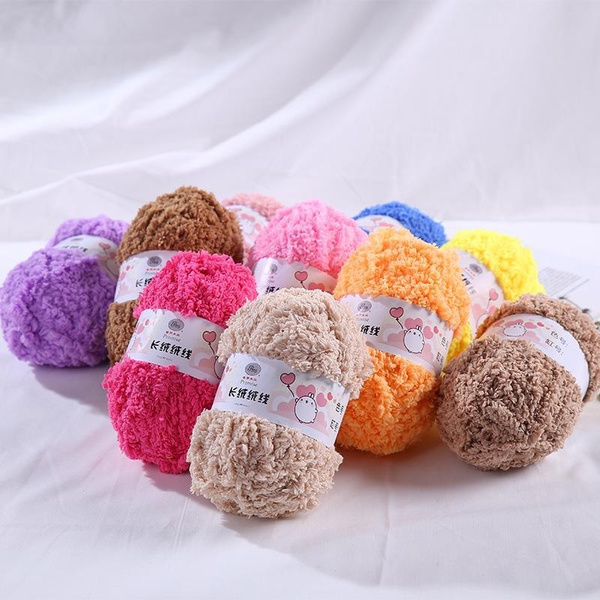 50g/Roll 35 Meters Soft Hand Knitting Yarn DIY Velvet Coral Fluffy Yarn ...