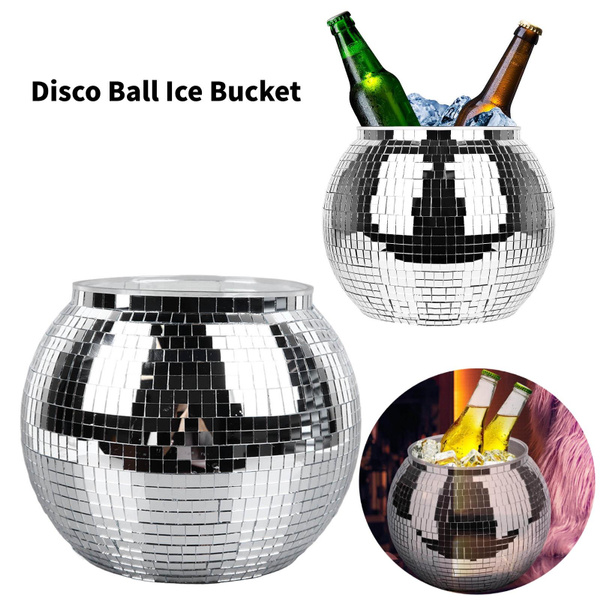 Mirrored DiscoBall Ice Buckets Silver Cocktail Wine Cooler Retro