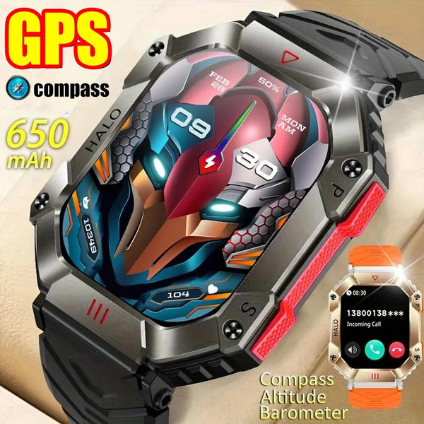 Men Smartwatch Compass Barometer Altimeter GPS Trajectory Outdoor Sport Bluetooth Call 650mAh 2.0 Smart Watch Men