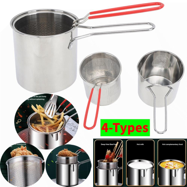 Mini Deep Fryer Pot Stainless Steel, Japanese Type Oilsaving Small