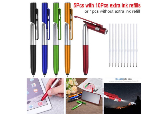 1/5Pcs Multifunction 4-in-1 Foldable Ballpoint Pen Stylus