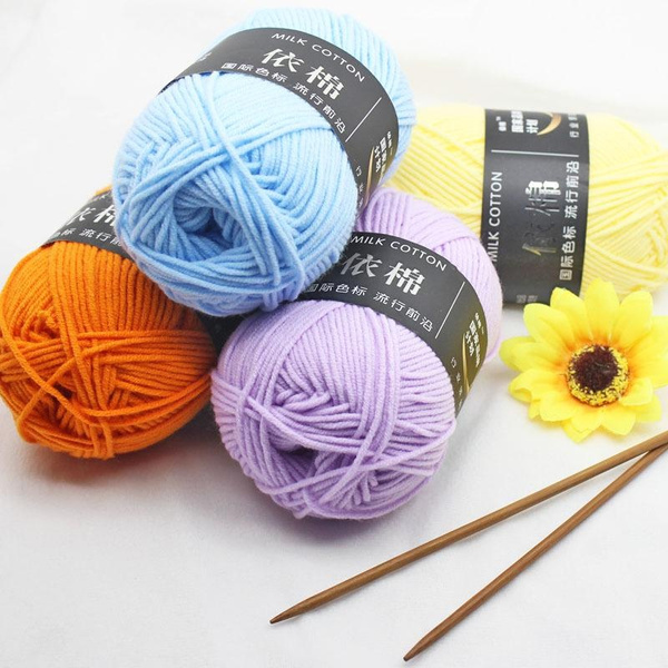 50g Milk Cotton Crochet Yarn for Crocheting and Knitting Craft Project,  Assorted Starter Crochet Kit Yarn Bulk for Adults and Kids