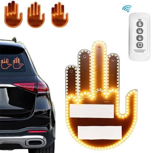 LED Car Lighting Gesture LED with Remote Car Back Window Sign Sticker Panel  Light Glowgesture Funny Middle Finger Sign Light for Car Truck Car Gadgets  Road Rage Signs Car Accessories Decorative