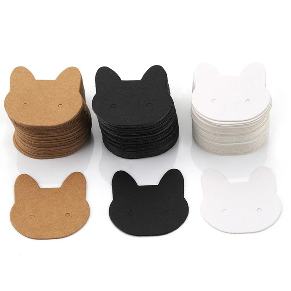 cartoon-cat-head-earring-display-cards-blank-kraft-paper-price-tags