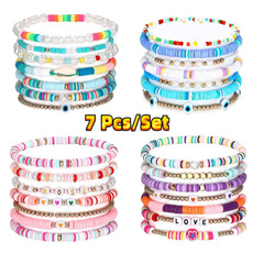 Beaded Bracelets, Colorful, polymer, multi-layer bracelet