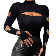 blouse, rhinestoneshearthollow, Fashion, Necks