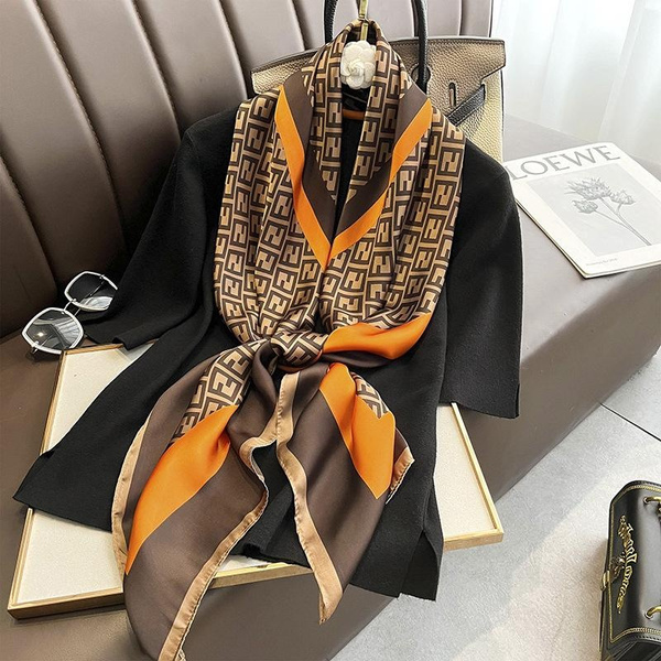 Autumn And Winter New Style Fashion Color Matching Print Silk Scarf Lady  Popular Headcloth Beach Shawl For Men And Women