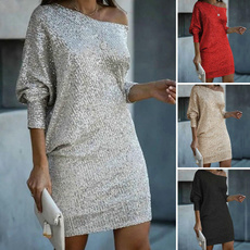 softwomendres, Sleeve, Shiny, Evening Dress