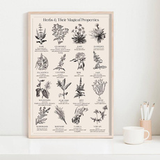 Plants, art, herbsmagicalpropertiespainting, flowerretroposter