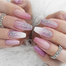 pink, fullcovernailtip, pressonnail, Beauty
