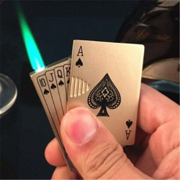 Creative Playing Cards Ace of Spades Lighter Butane Windproof Straight