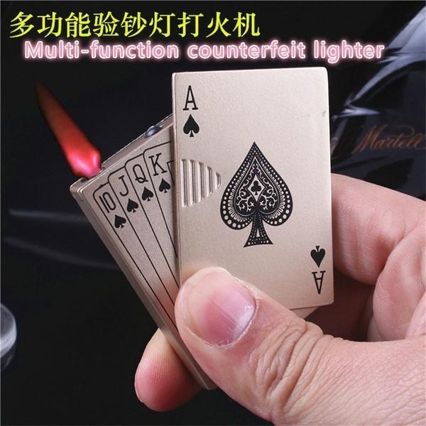 Creative Playing Cards Ace of Spades Lighter Butane Windproof Straight