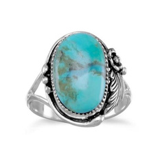 Copper, Turquoise, Flowers, 925 sterling silver
