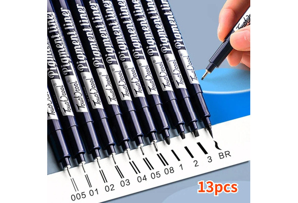 Set of 13 Micro Pens,Art Pens,Fineliner Ink Pens,Technical Drawing pen,Pigment  Pen,Fine Point,Black,Waterproof,for Art Watercolor,Sketching,Anime,Manga