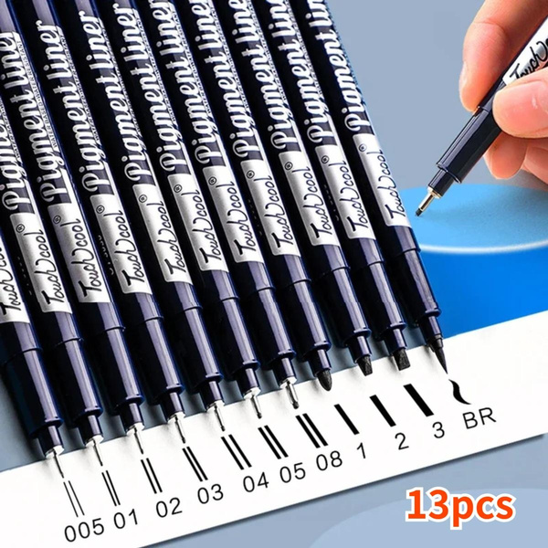Set of 13 Micro Pens,Art Pens,Fineliner Ink Pens,Technical Drawing  pen,Pigment Pen,Fine Point,Black,Waterproof,for Art  Watercolor,Sketching,Anime,Manga