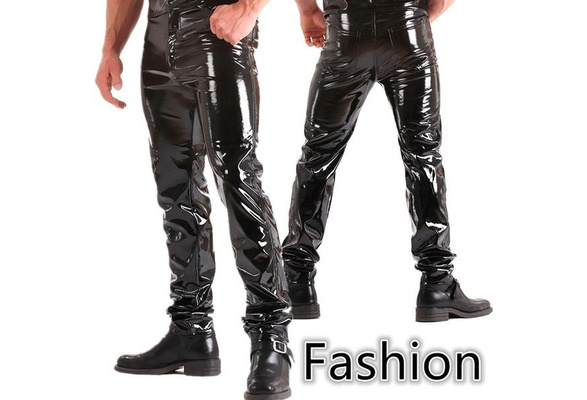 Black Wet Look latex Men Pants Liquid Trousers for Men Motorcycle