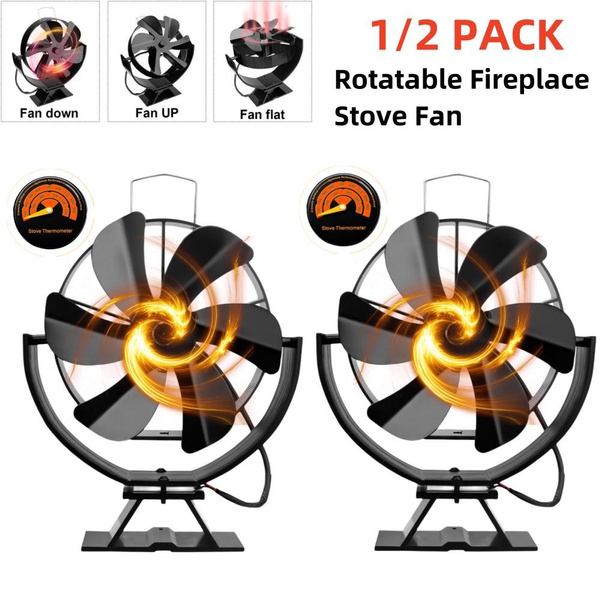 2/1Pack Rotatable Fireplace Chimney Fan 6 Blades Stove Fan Fireplace