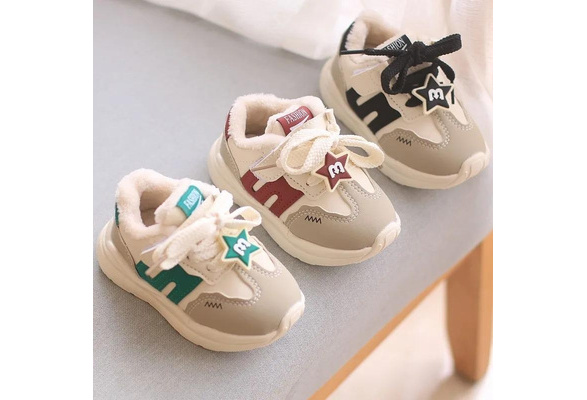 New Winter Plush Warm Baby Boys Girls Casual Shoes Sneakers Hook Loop  Children White Soft Anti Slip Toddler Kids Sport Shoes