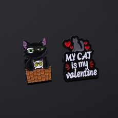 black, catpinsforgift, Pins, enamelbrooch