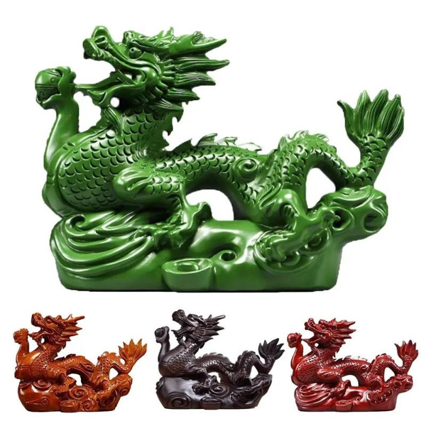 1 PCS 2024 Chinese Dragon Statue Handmade Wooden Dragon Figurines Gree