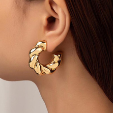 earringforwomen, Hoop Earring, simpleearring, goldmetalearring