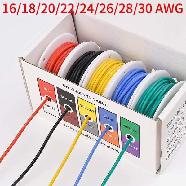 5 Roll Electrical Wire kit, 16/18/20/22/24/26/28/30 AWG Stranded Wire  Spool, PVC 1007 Stranded Wire Hook Up Wire Tinned Copper Wire, Electrical  Tinned Copper Wire, 5 Colors Total 25/50/100Meter