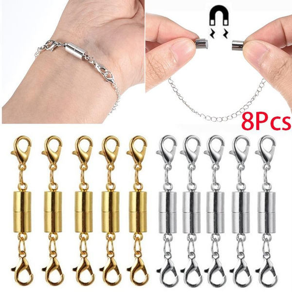 8PCS Magnetic Lobster Clasp DIY Jewelry Making Accessories Gold Necklace Bracelet Connector Hook Clasp Metal Silver