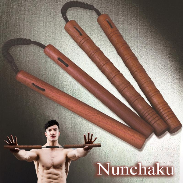 Red Shadow Wood Rope Martial Arts Nunchaku Wooden Nunchucks Hardwood