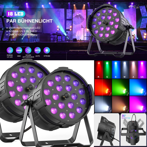 18 LED Par Light RGBWA LED Par Spotlight Beam Stage Light UV 6 IN 1 ...