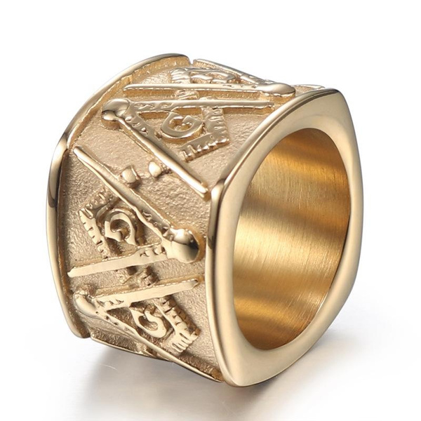 Vintage Masonic Symbol AG Ring Stainless Steel Men's Freemason Biker Punk Ring Vintage Masonic Symbol AG Ring Stainless Steel Men's Freemason Biker Punk Ring