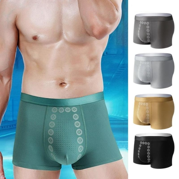 Men's Energetic Massage Magnetic Therapy Underwear Energy Field Therapy Breathable Men Underwear Massage Boxer Brief (3Pcs-A,L) at Men's Clothing store