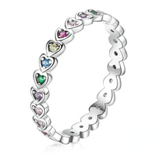 Cubic Zirconia, Corazón, Women Ring, 925 silver rings