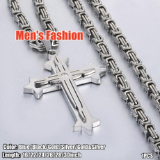 Steel, mens necklaces, Cross necklace, Cross Pendant