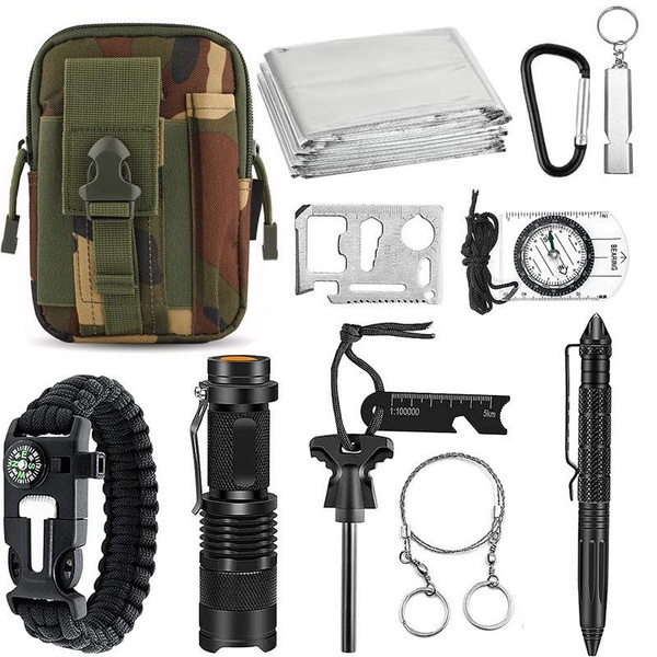 11 IN 1 Camping Survival Gear Kit Military Tactical Emergency EDC ...