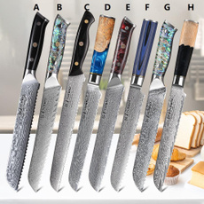 damascussteelkitchenknife, Steel, serratedknife, Ice