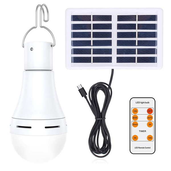 1pc Portable LED Solar Lamp Charged Solar Panel Powered Light Bulb With ...