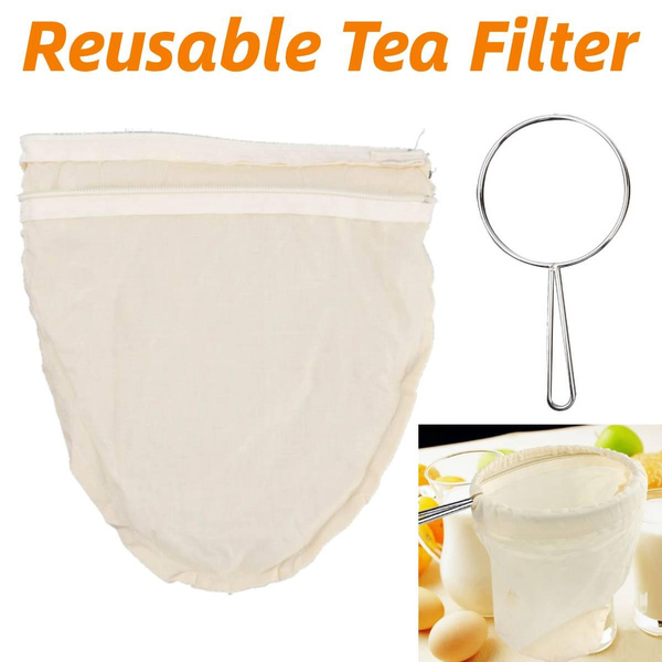 Reusable Tea Filter, Zipper Design Bean Milk Filter Cotton Material
