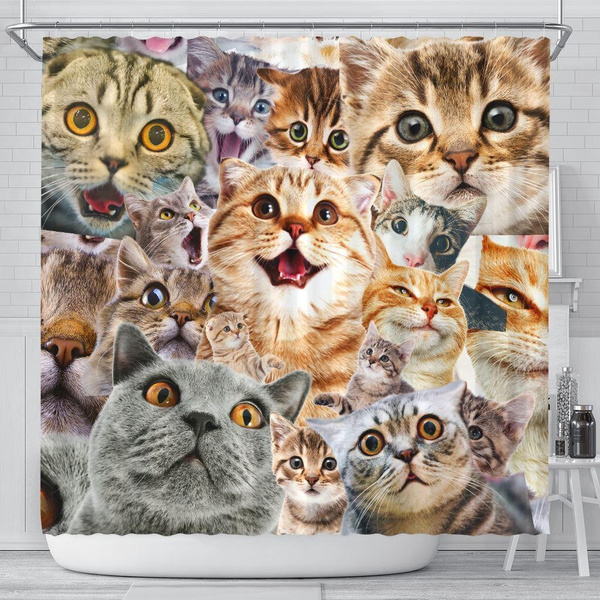 Cat Shower Curtain Funny