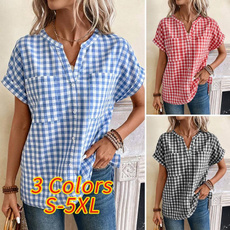 blouse, plaid shirt, 플러스 사이즈, Shirt