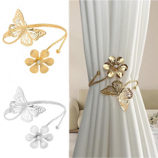 butterfly, Flowers, Jewelry, curtaintie