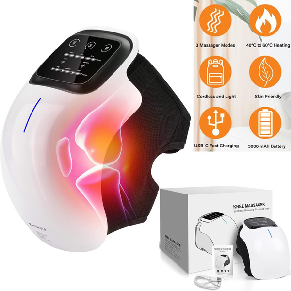 Cordless Knee Massager With Heat, Vibration Knee Brace Wrap Fo
