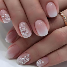 frenchbluebutterflyfakenail, Ballet, whiteflowerfalsenail, pressonnail